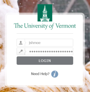 UVM NetID Login screen