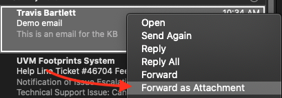 Apple Mail Forward as Attachment.