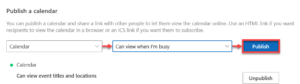 Exchange Online Publish calendar.