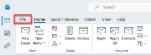Outlook for Microsoft 365 File tab.