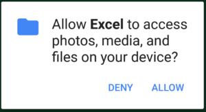 Allow Excel to Access Media popup