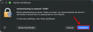 macOS wireless certificate popup