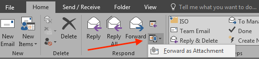 Outlook 2016 PC more message options.