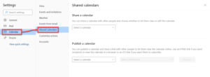 Exchange Online Shared calendars Settings