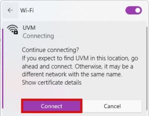windows wireless connection confirmation