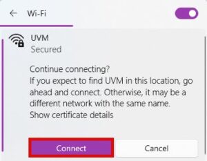 windows wireless connection confirmation