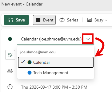 Calendar selection drop-down menu