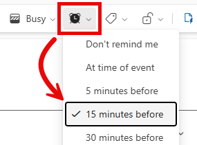 Reminder drop-down