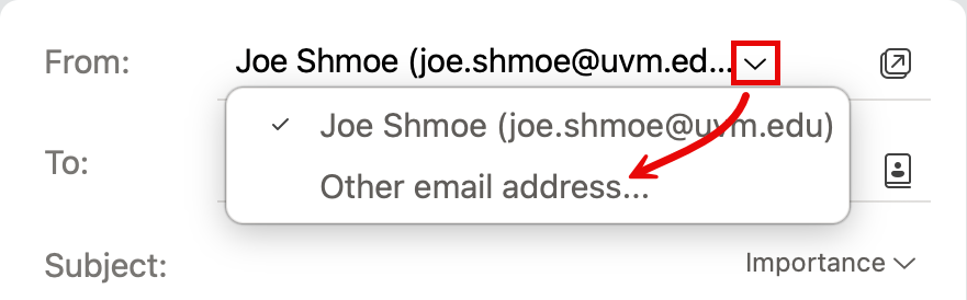 From drop-down Other Email Address option