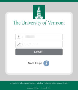 UVM NetID Login screen