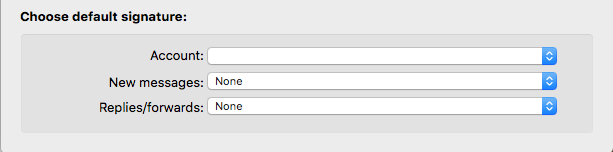 Outlook for Mac Choose default signatures.