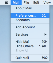 Apple Mail Preferences.