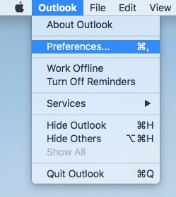 Outlook for Mac Preferences.