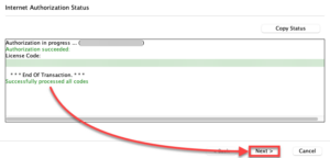 Click Next after codes are processed.