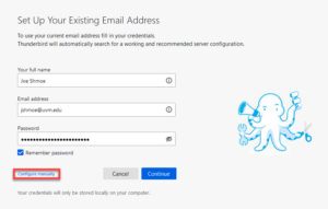 Thunderbird Configure manually.