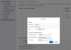 Thunderbird enter outgoing Server Settings and OK.