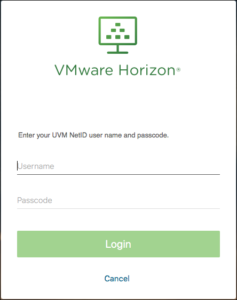 VMWare Horizon web login screen.