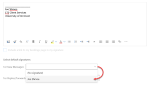 Exchange Online Select default signatures.
