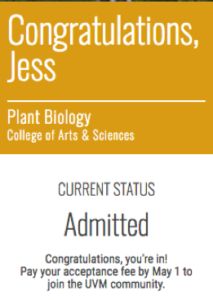 Admitted Students – UVM Knowledge Base