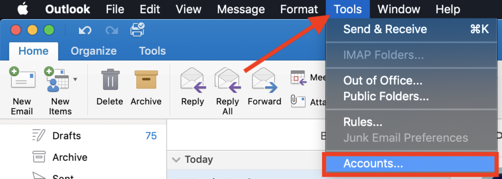 Outlook for Mac Accounts Tools.