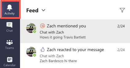 Teams Activity feed.