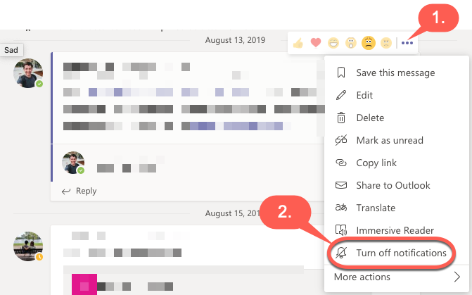 Teams Turn off notifications.
