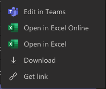 Teams file context menu.