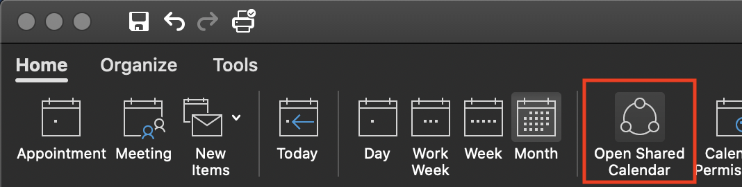 Outlook for Mac Open Shared Calendar.