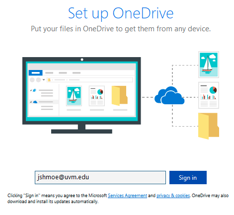 Set up OneDrive Email Address field
