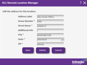 911 Remote Location Manager Edit address.