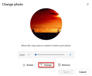 Change Microsoft account photo.