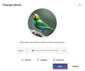 Adjust photo and save it as your profile picture.