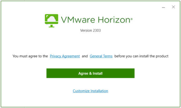 VMWare Horizon Agree to terms.