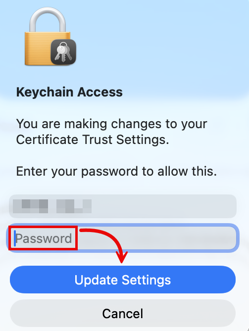 macOS Tahoe Admin Password confirmation window