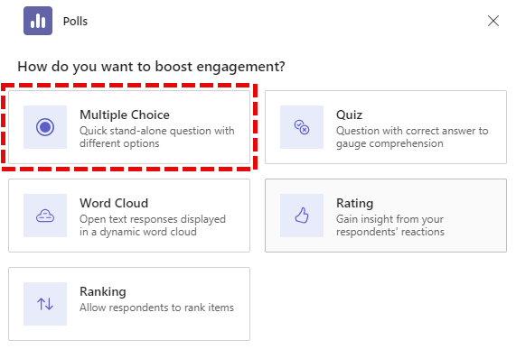 Poll type options buttons