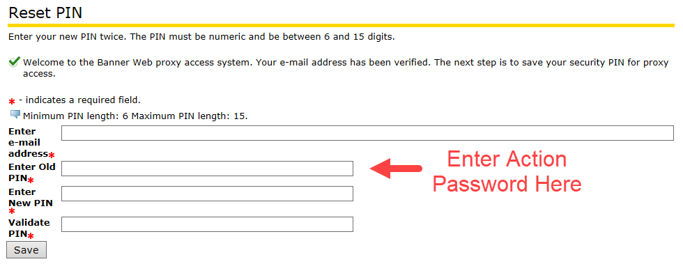 New PIN entry fields