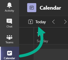 Teams Calendar Today button