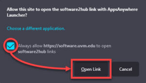 Always allow and Open Link buttons