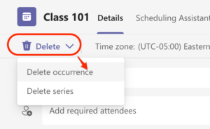 MS Teams Meeting Delete occurrence
