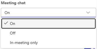 Meeting Chat drop-down menu