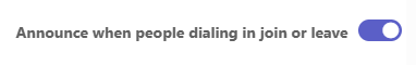 Announce callers toggle switch