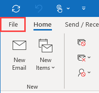 Outlook File Menu