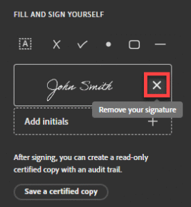 Adobe Reader signatures interface