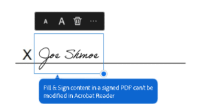 Signature placed in a document