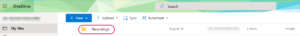 OneDrive online Recordings folder