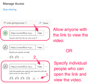 OneDrive Share link options