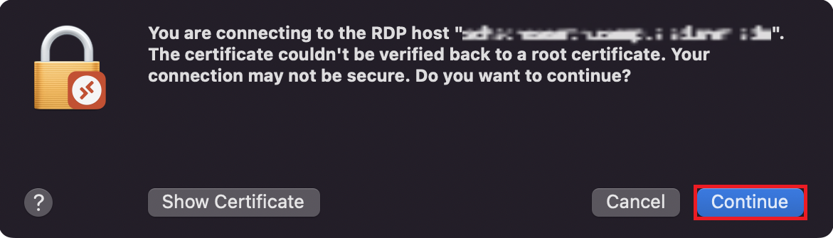 Microsoft RDP certification accept.