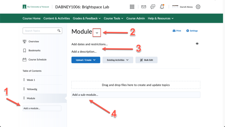 Brightspace – Content & Activities – UVM Knowledge Base