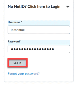 Entering credentials and logging in.