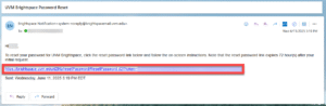 Password reset link in email